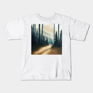 Pine Tree watercolor landscape 0 Kids T-Shirt